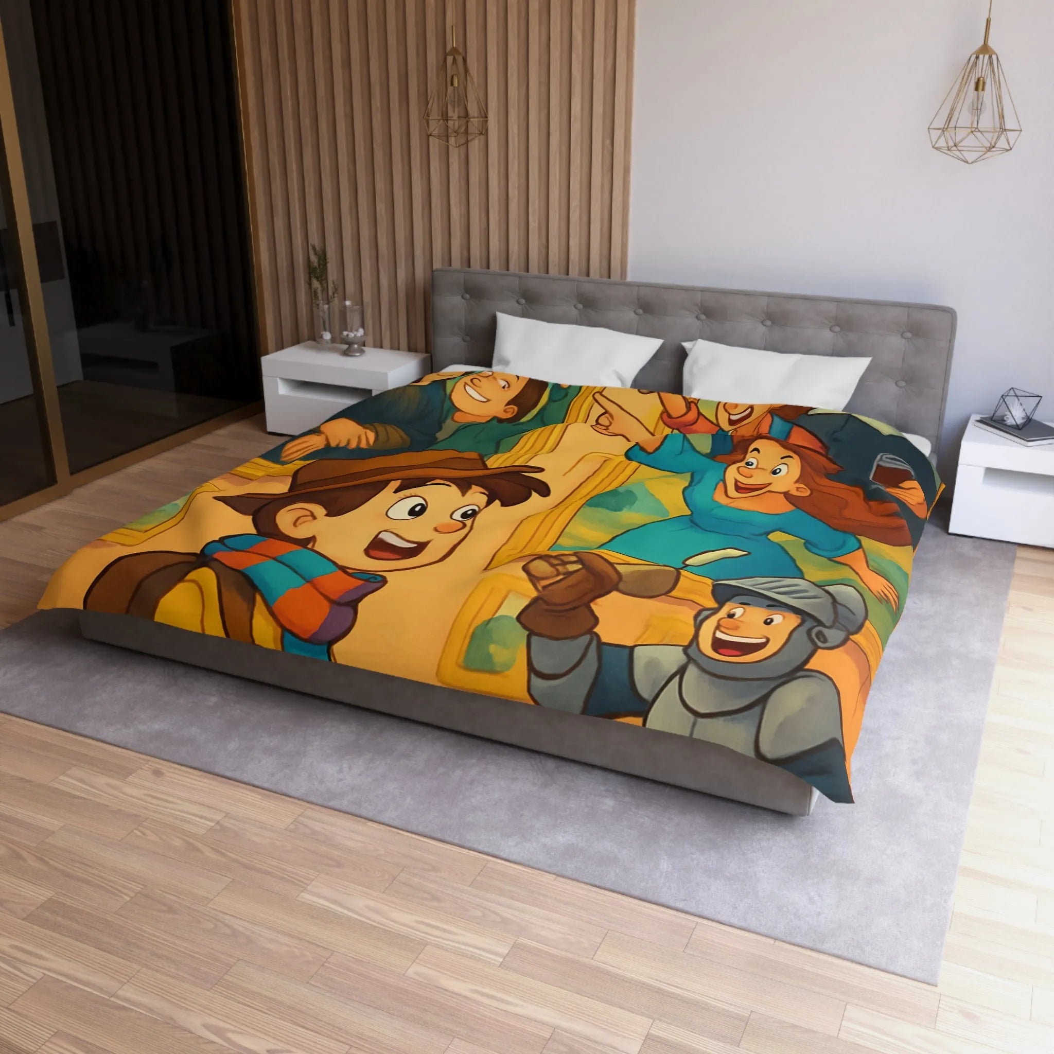 Couette Enfant Haute Qualité Motif Musée Aventure Jeux Joyeux Chevalier Éducatif Coloré