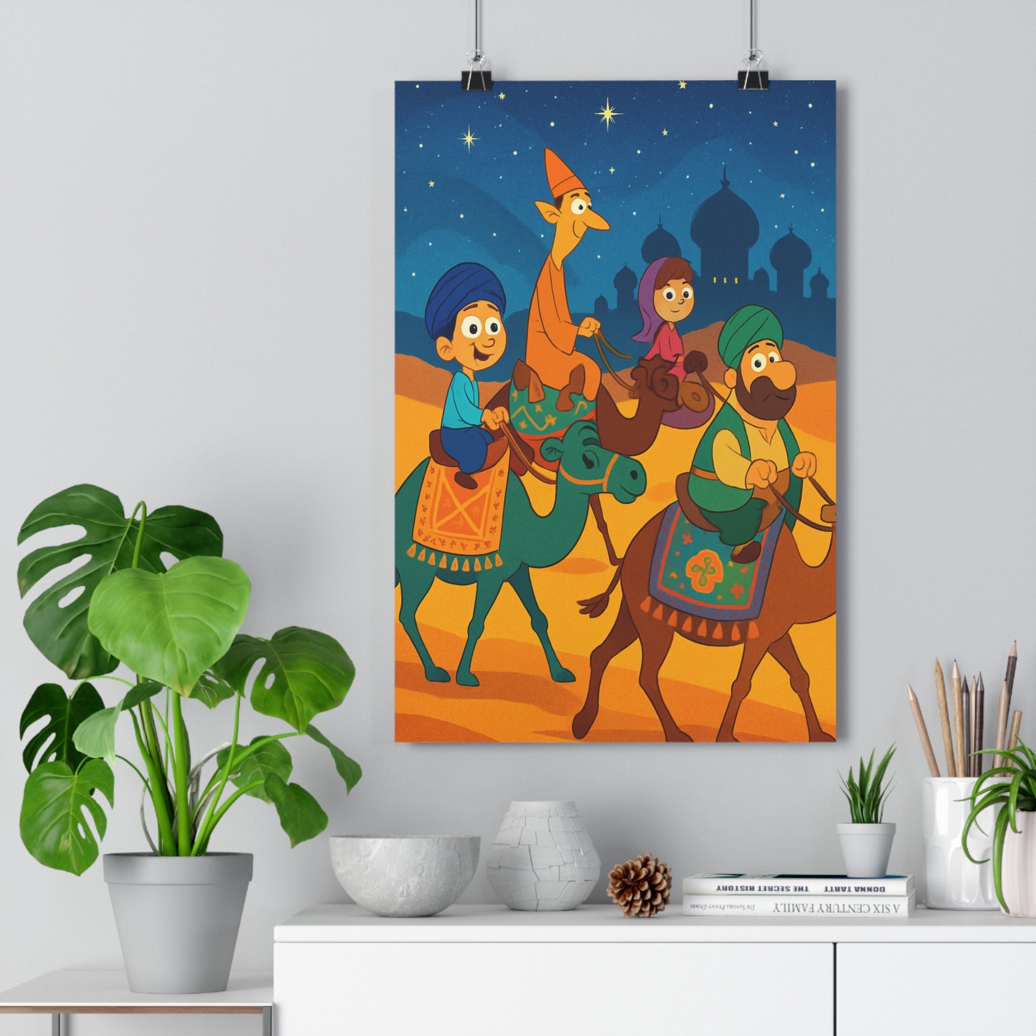 Poster décoratif lumineux cartoon étoiles ciel mystique aventure salon moderne qualité vibrant unique qualité