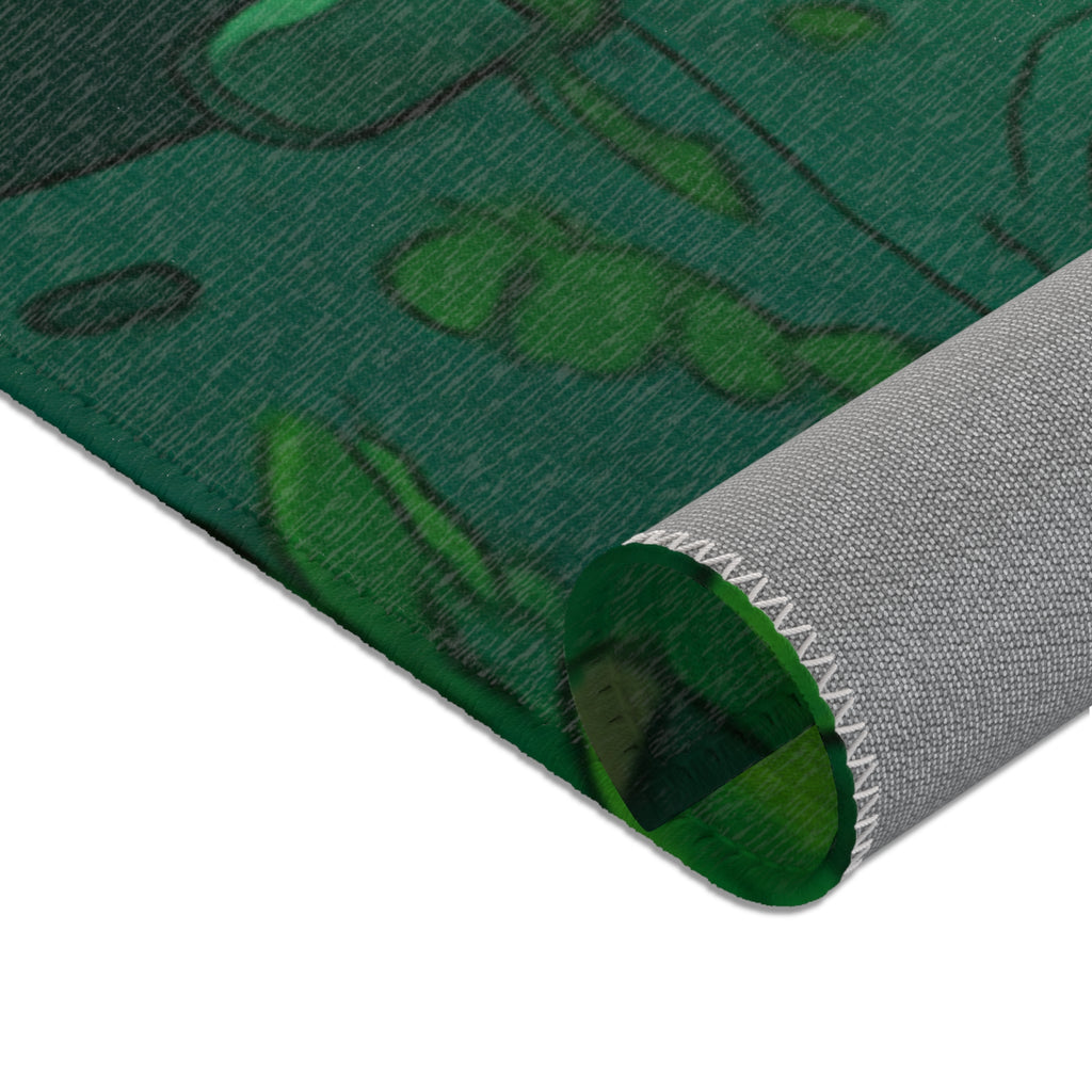 Tapis Décoratif Vert Nature Apocalyptique avec Motifs de Ville Abandonnée et Végétation Luxuriante