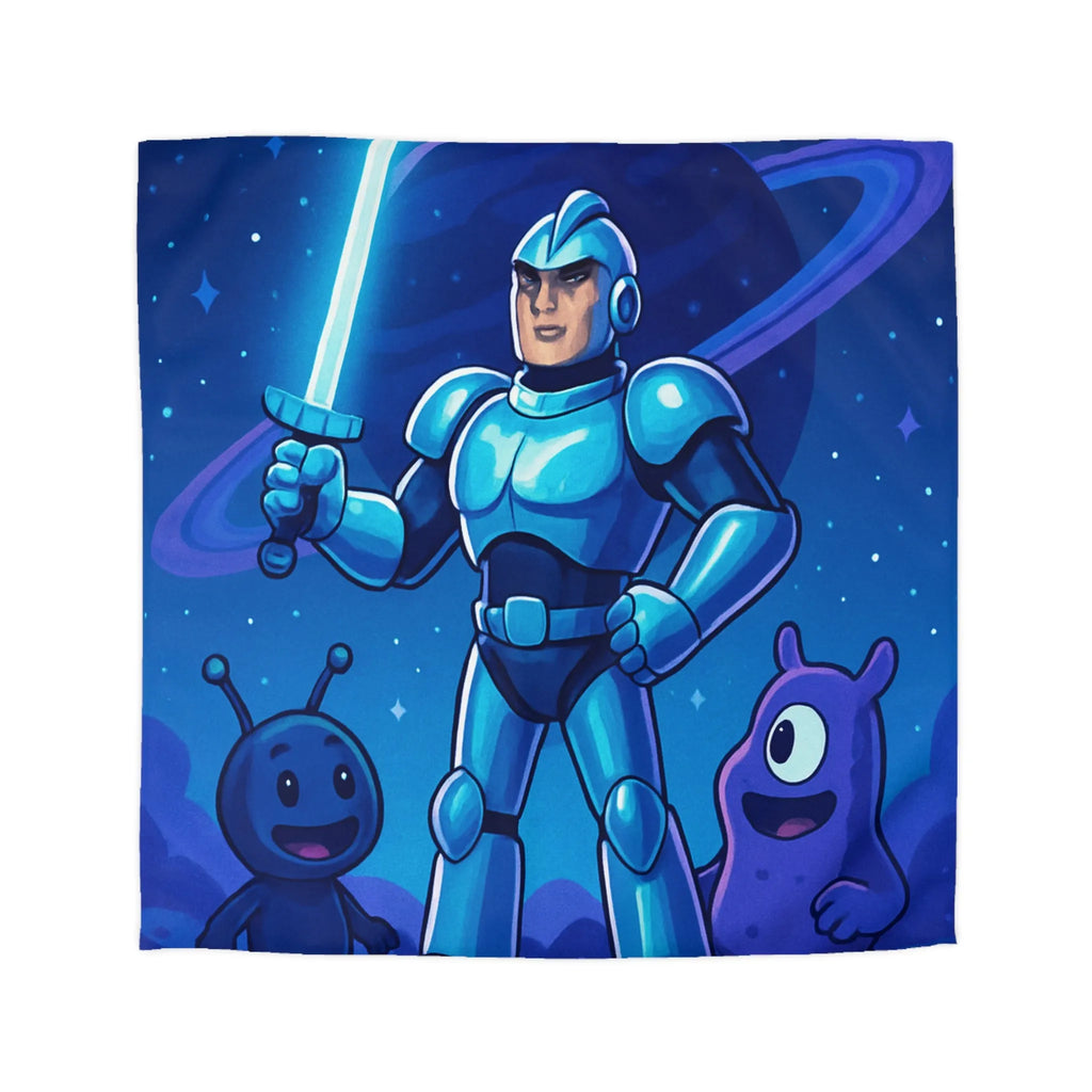 Housse de Couette Galactique: Héros en Armure et Aliens Amicaux dans l'Espace