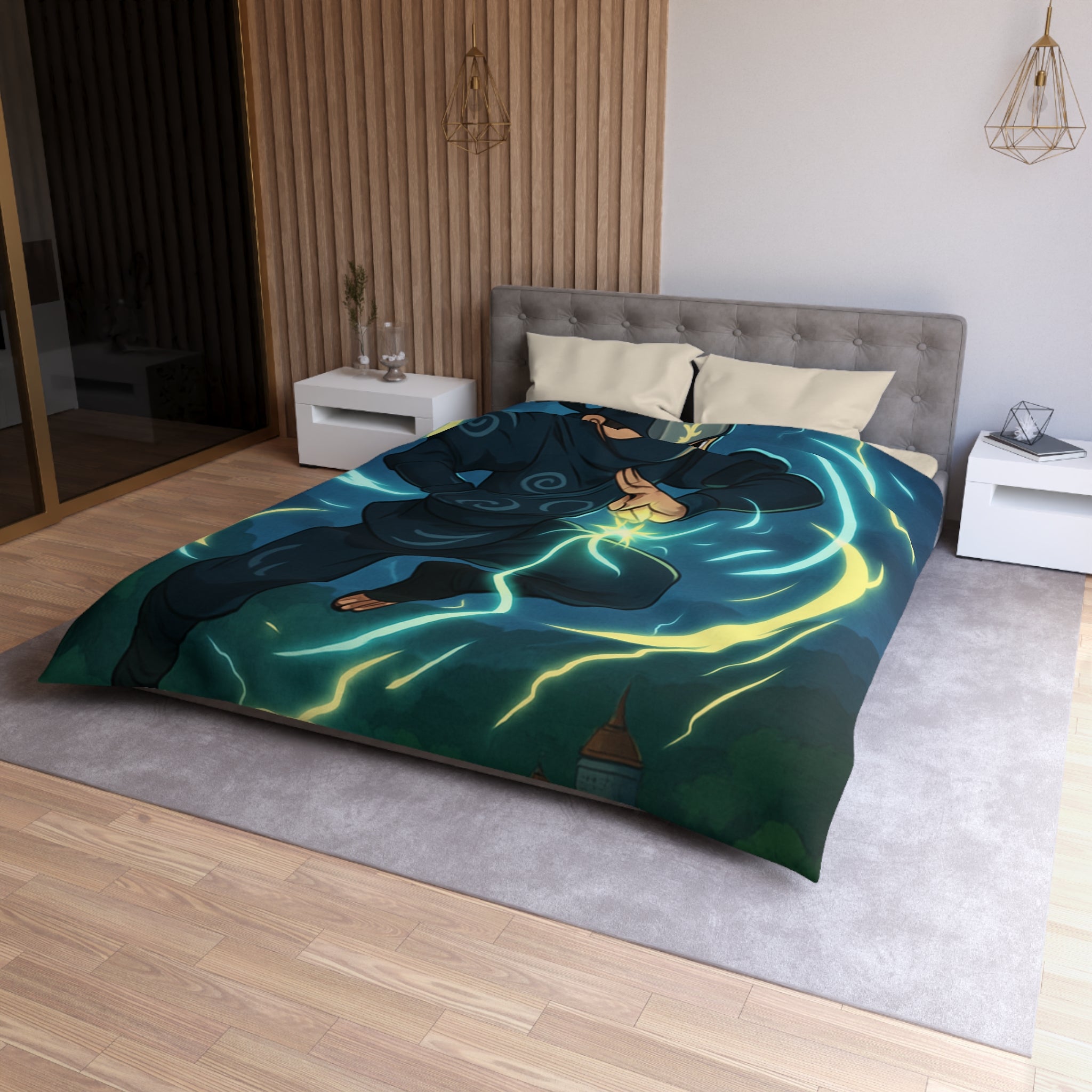 Housse de Couette Microfibre Motif Créatif Original Style Contemporain Chambre Élégante