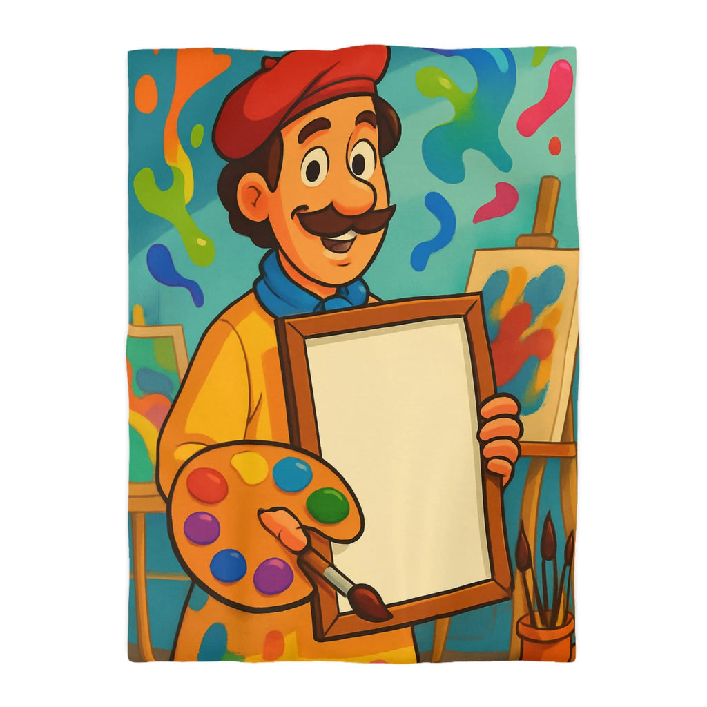 Housse de couette colorée artiste, palette vibrante, design créatif pour chambre inspirante