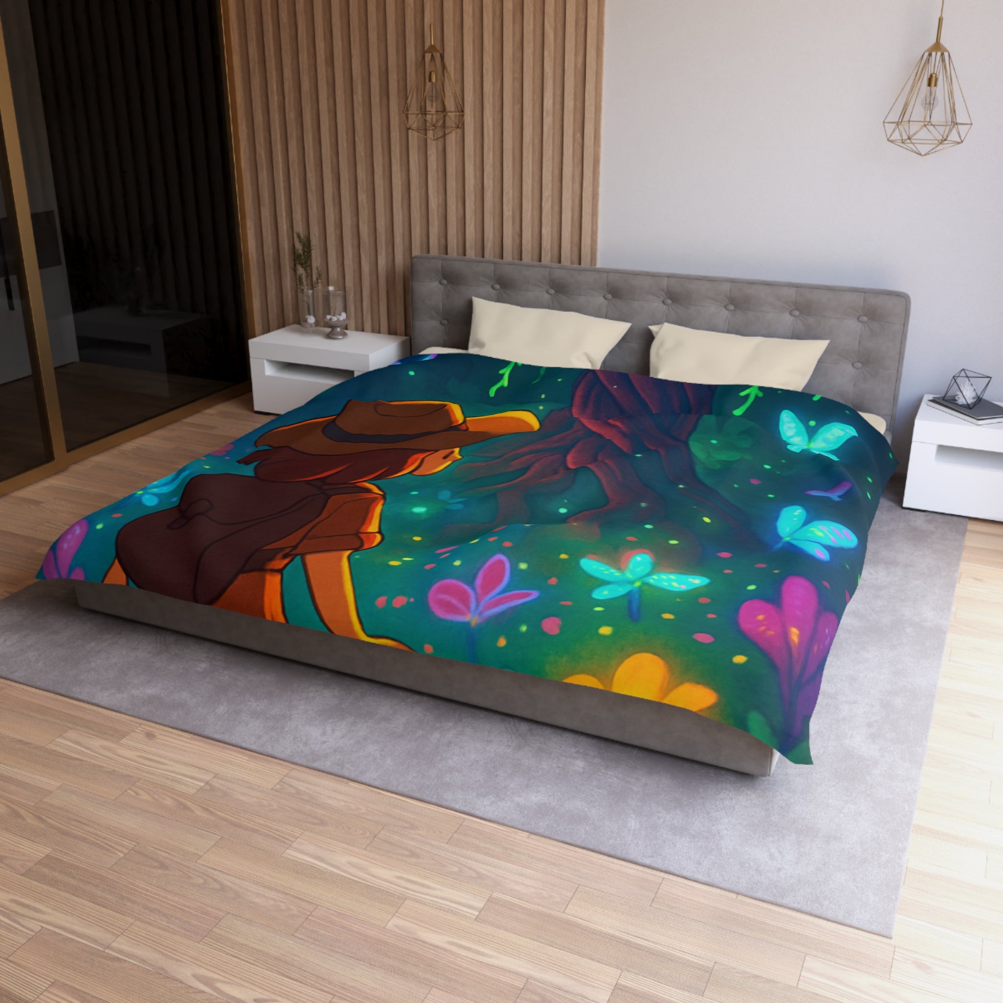 Housse de Couette Microfibre Illustration Unique Design Moderne Décoration Intérieure Raffinée