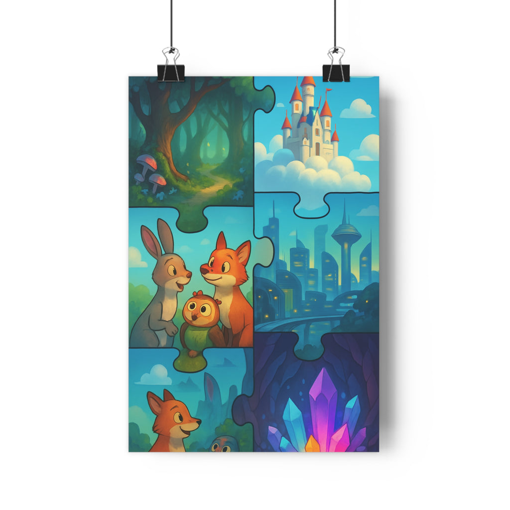 Poster décoratif fantastique animation coloré mystique joyeux forêt chambre salon art enfant cristal qualité