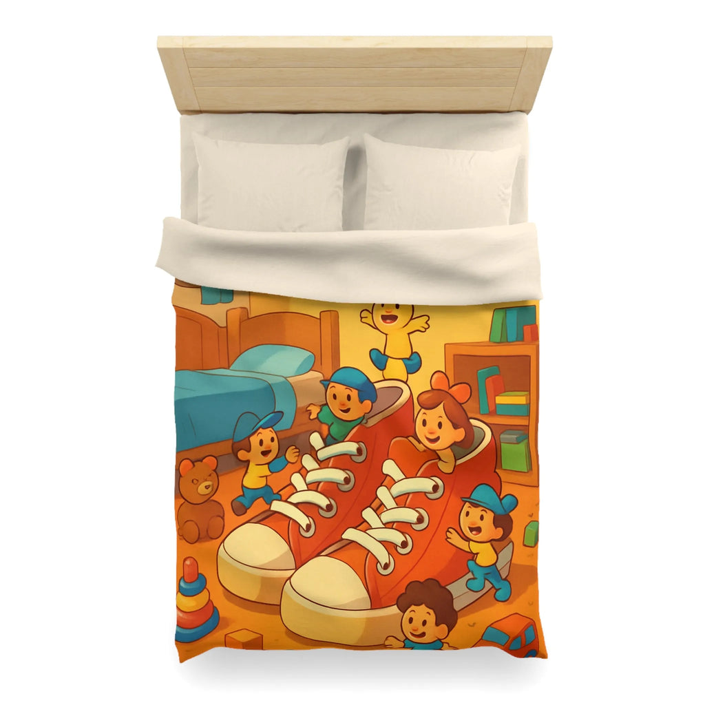 Housse de couette enfants avec illustrations colorées et amusantes de chambre de jeu animée