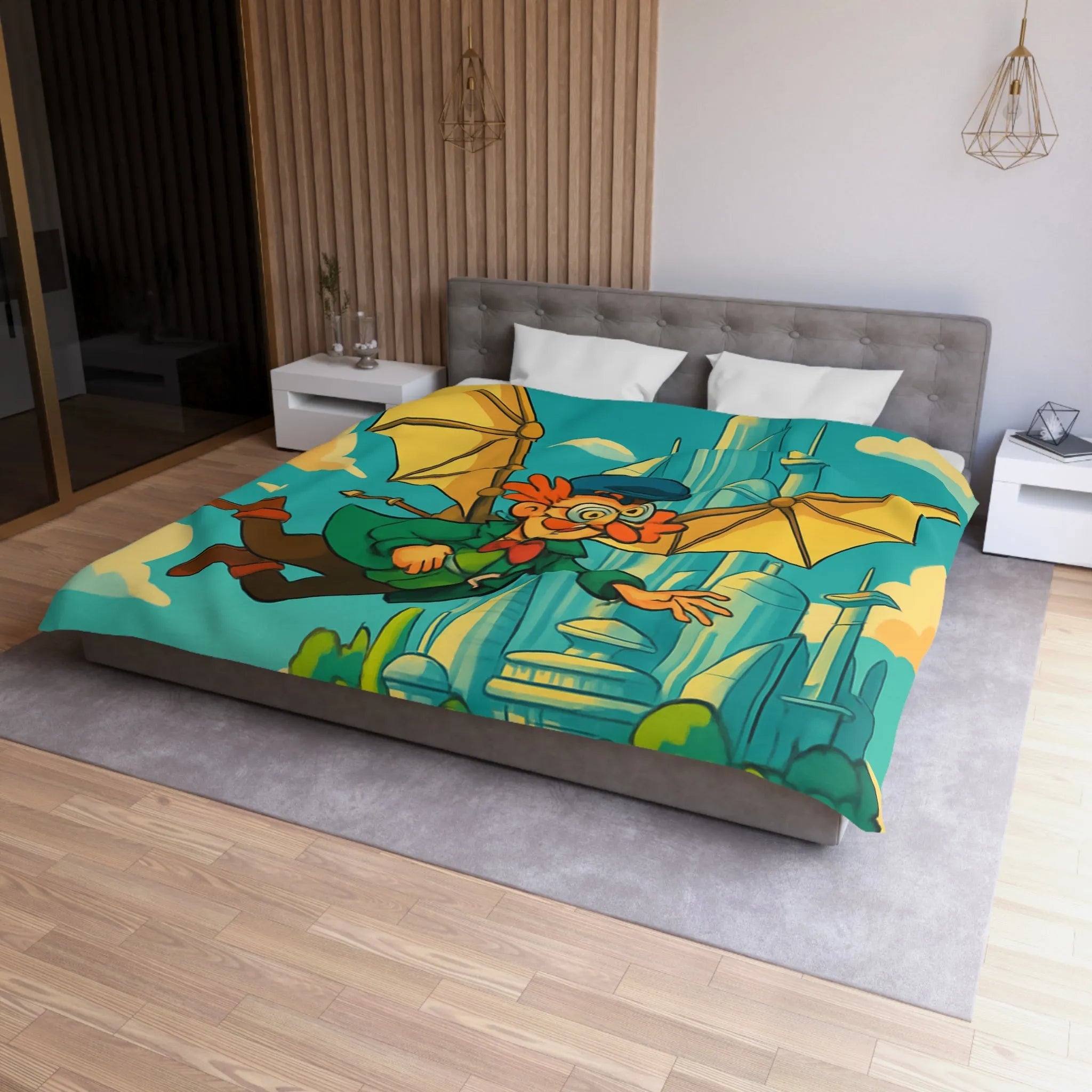 Housse de Couette Microfibre Art Graphique Contemporain Style Décoratif Chambre Tendance