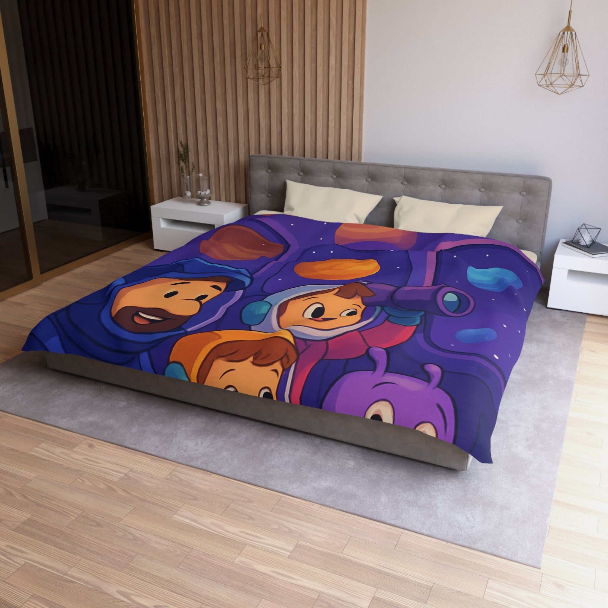 Housse de Couette Microfibre Motif Créatif Original Style Contemporain Chambre Élégante