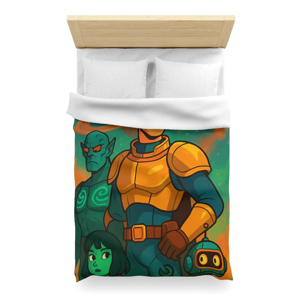 Housse de Couette Design Futuriste avec Héros de l'Espace et Planète Saturne