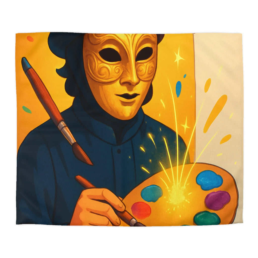 Housse de couette avec artiste masqué créatif et palette éclatante de couleurs vives