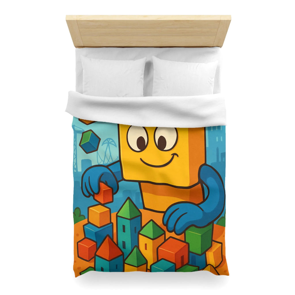 Housse de couette colorée avec motif de construction pour chambre d'enfant joyeuse