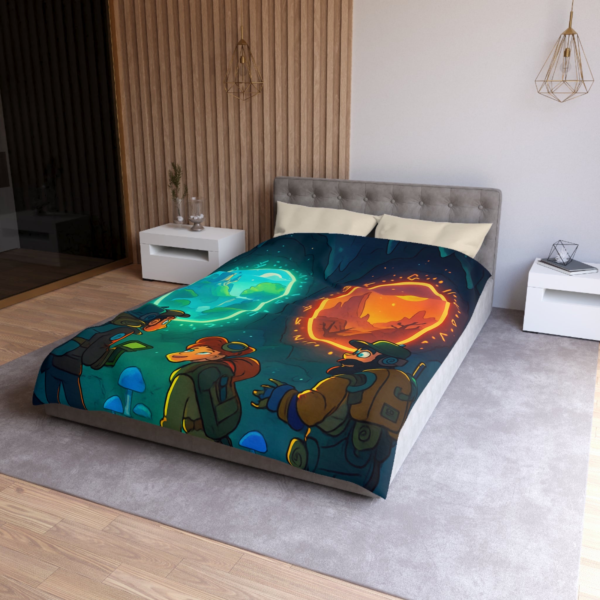 Housse de Couette Microfibre Design Artistique Moderne Décoration Chambre Confort Premium