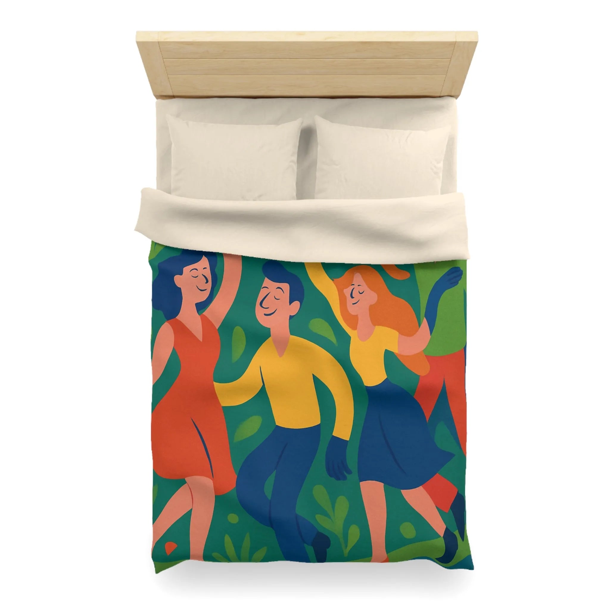 Housse de Couette Colorée Inspirée par la Danse et la Nature avec Fleurs Animées