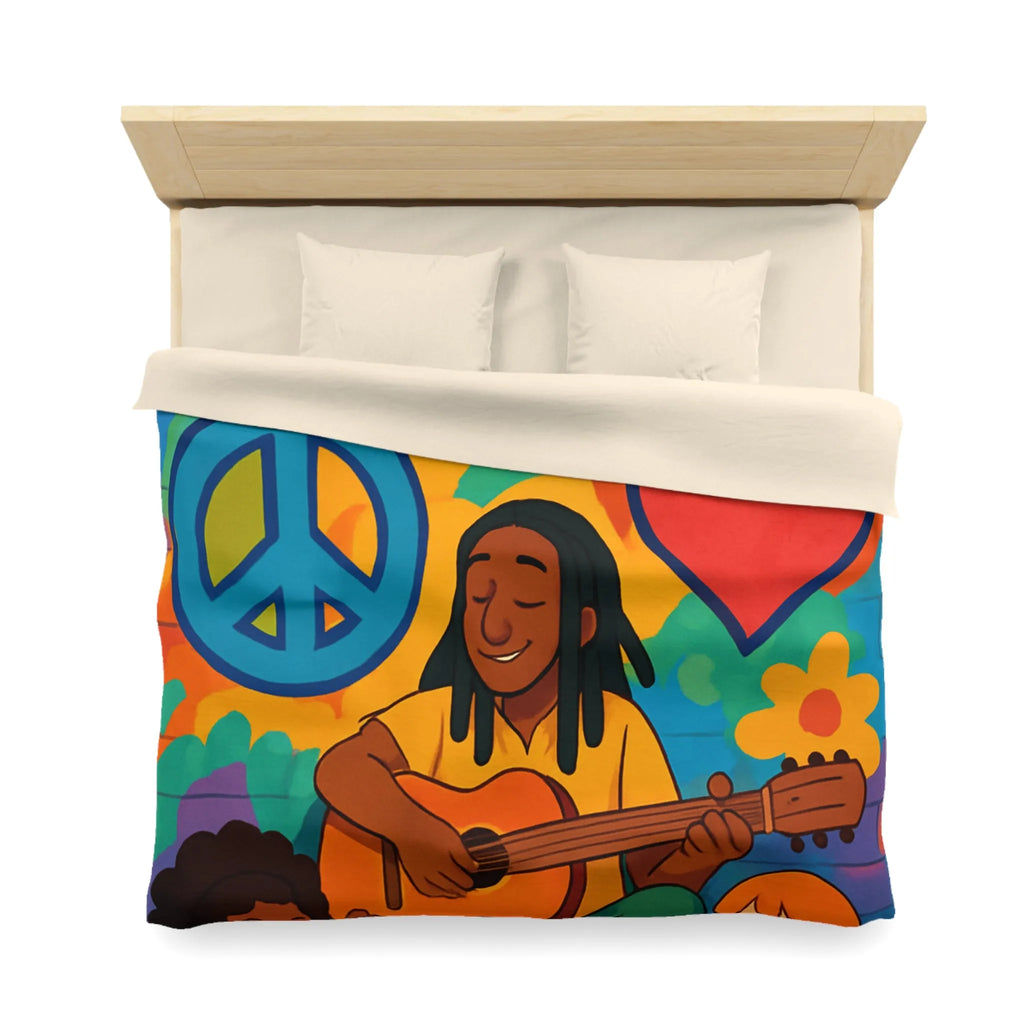 Housse de Couette Colorée avec Musicien Jouant de la Guitare pour Enfants Heureux