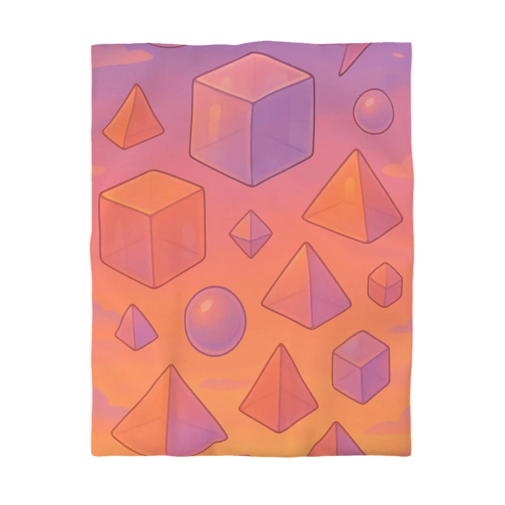 Housse de couette avec motifs géométriques colorés style moderne ambiance sereine et apaisante