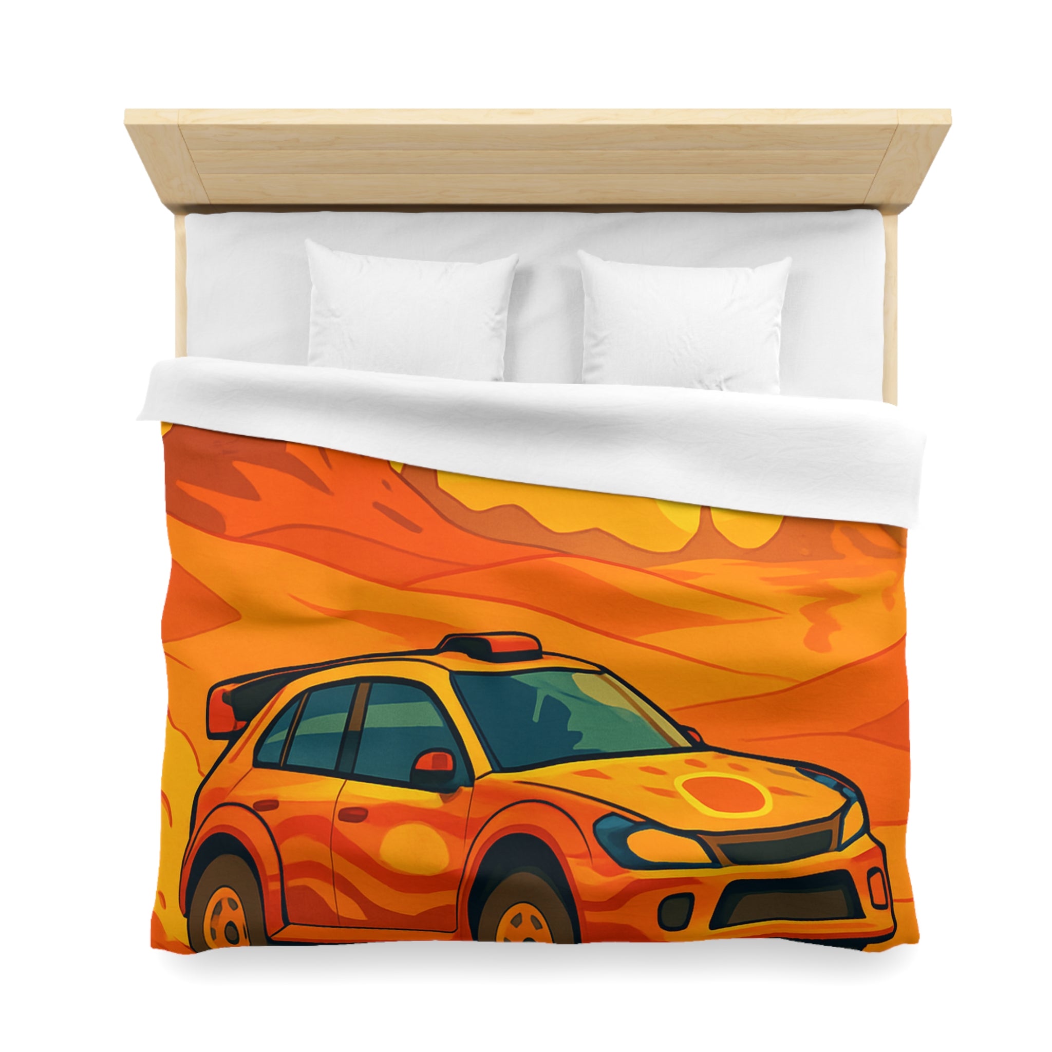 Housse de couette voiture dynamique désert orange ambiance aventure chaleur intense