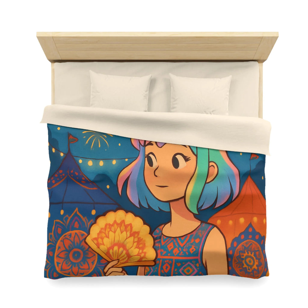 Housse de couette colorée avec motif de festival et feux d'artifice captivants