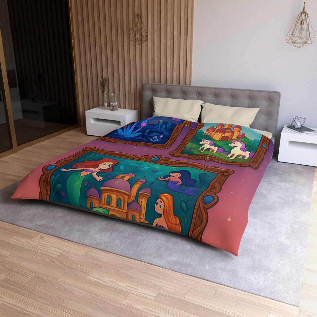 Housse de couette colorée inspirée de contes de fées avec motifs enchanteurs et magiques