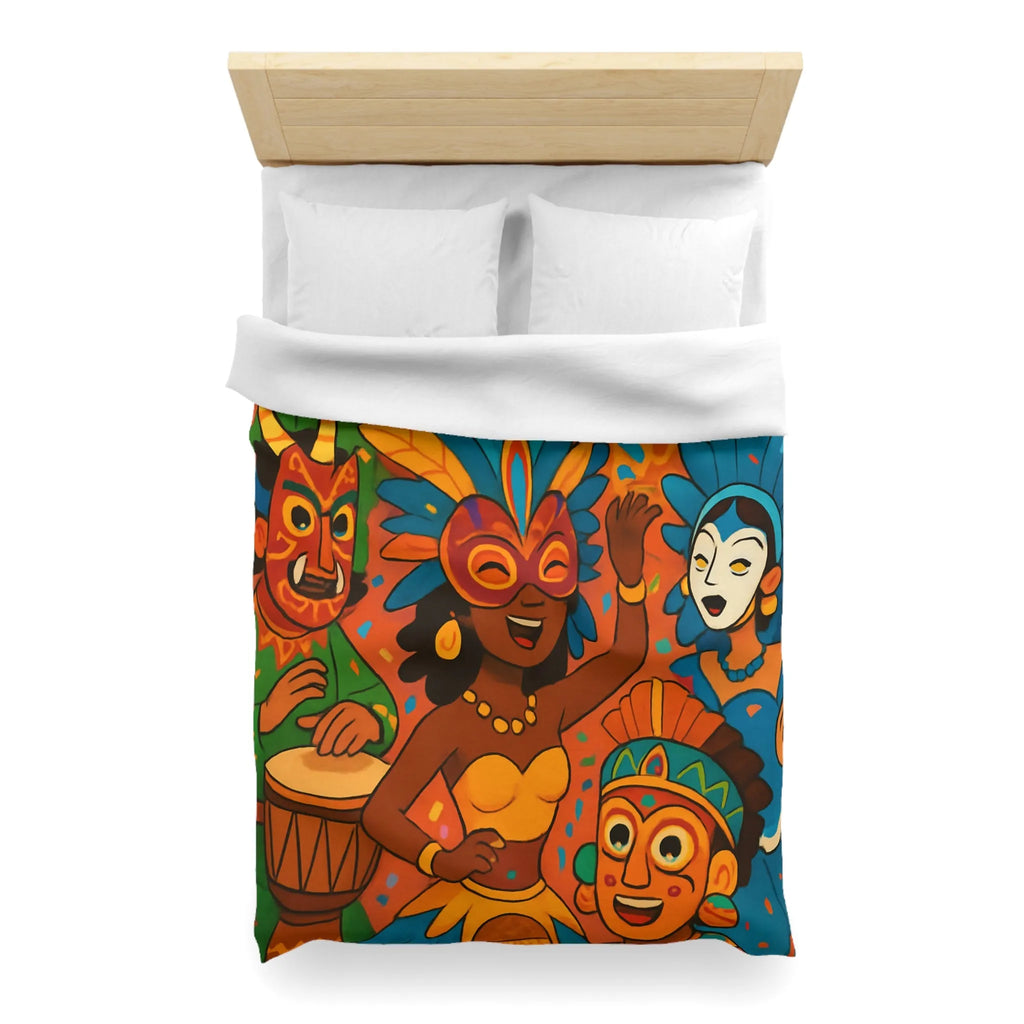 Housse de Couette Carnaval Parade Multicolore avec Masques et Costumes Exotiques Festifs