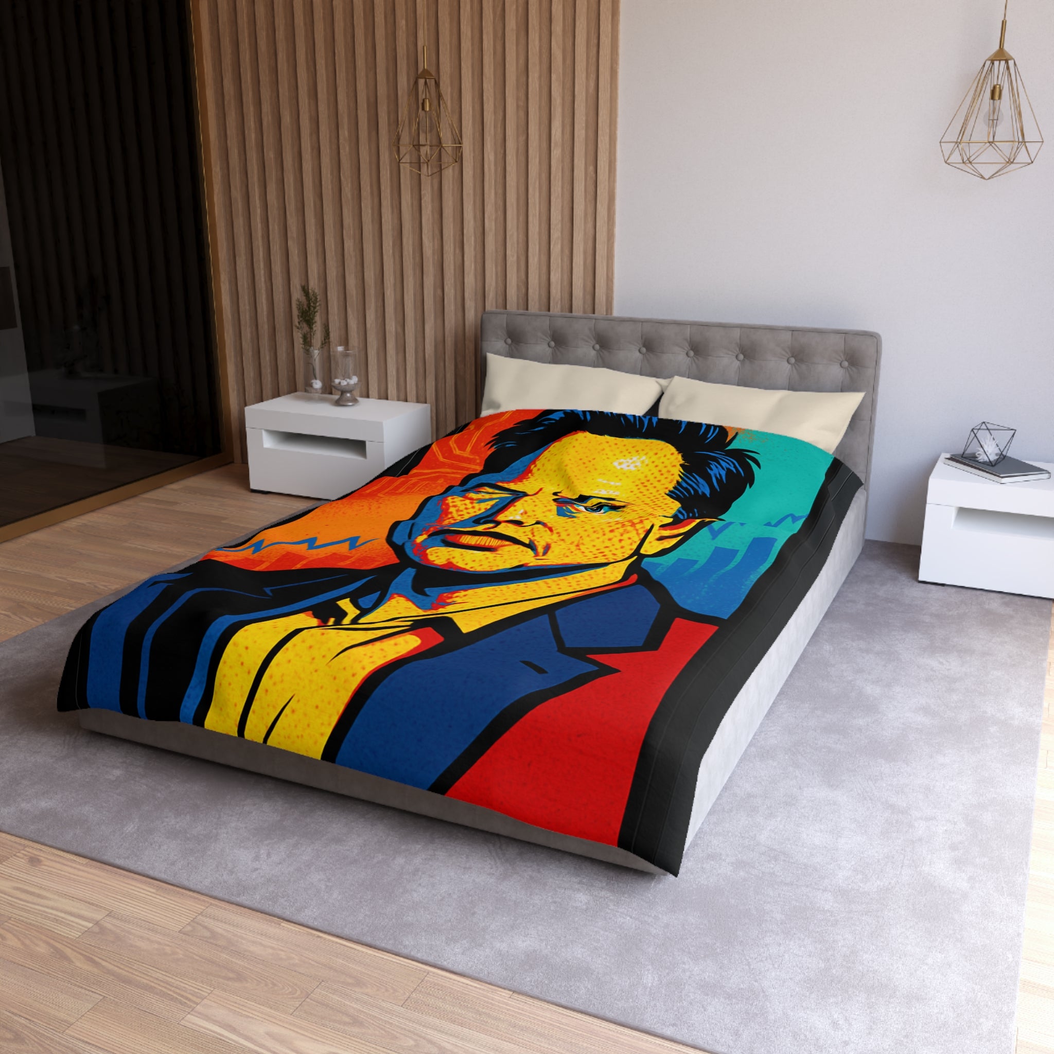 Housse de Couette Microfibre Design Artistique Moderne Décoration Chambre Confort Premium