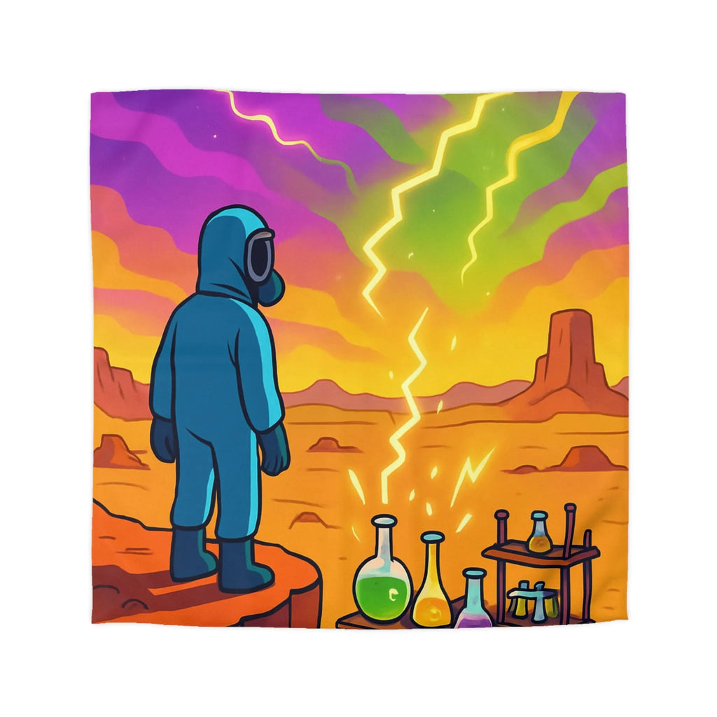 Housse de couette ciel extraterrestre arc-en-ciel avec scientifique et installations chimiques