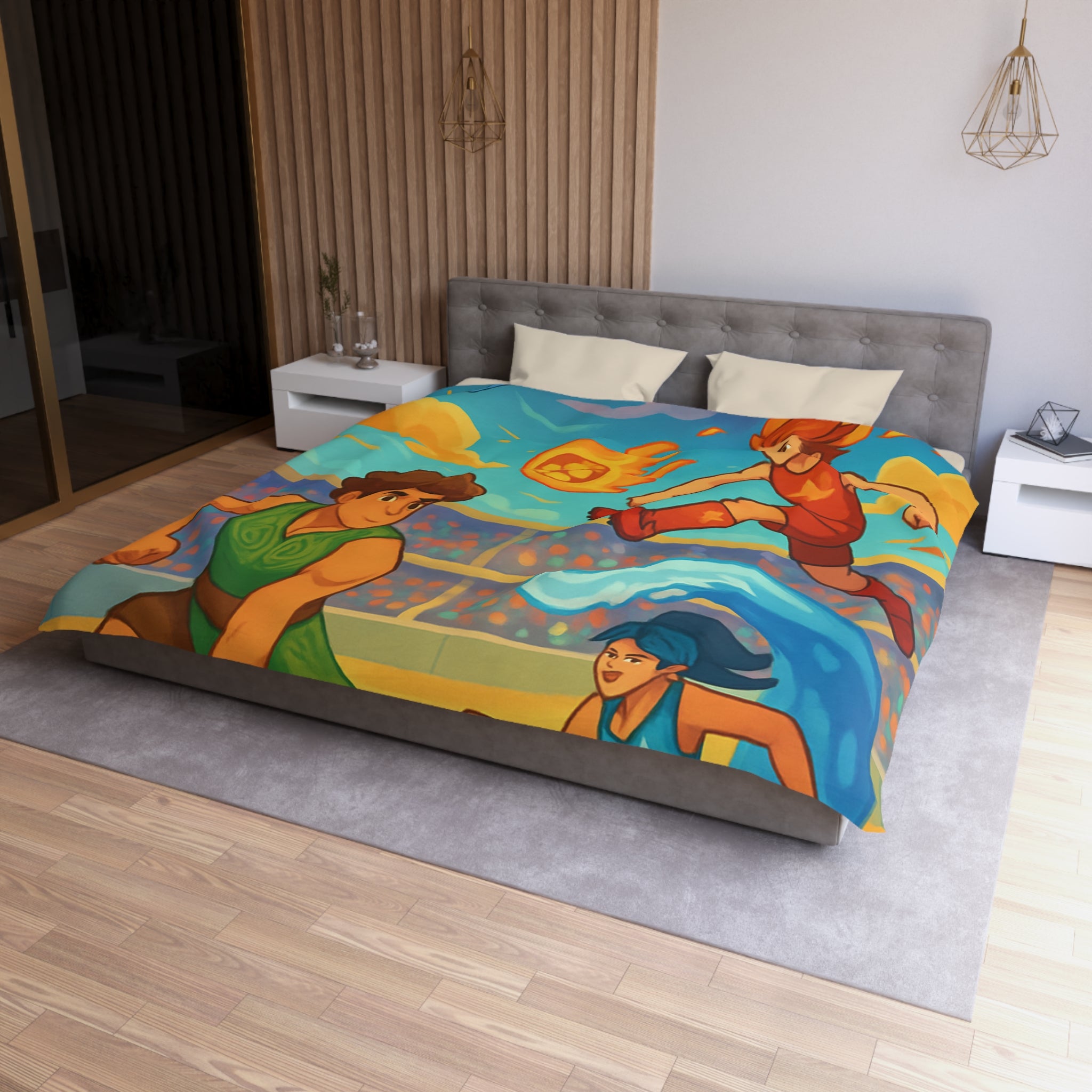 Housse de Couette Microfibre Design Artistique Moderne Décoration Chambre Confort Doux Qualité Premium