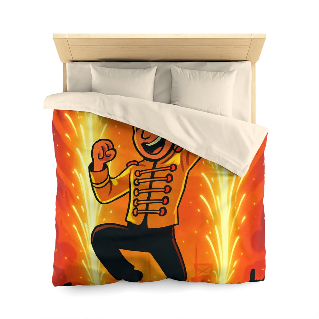 Housse de couette colorée avec personnage joyeux dans un spectacle éclatant et vibrant