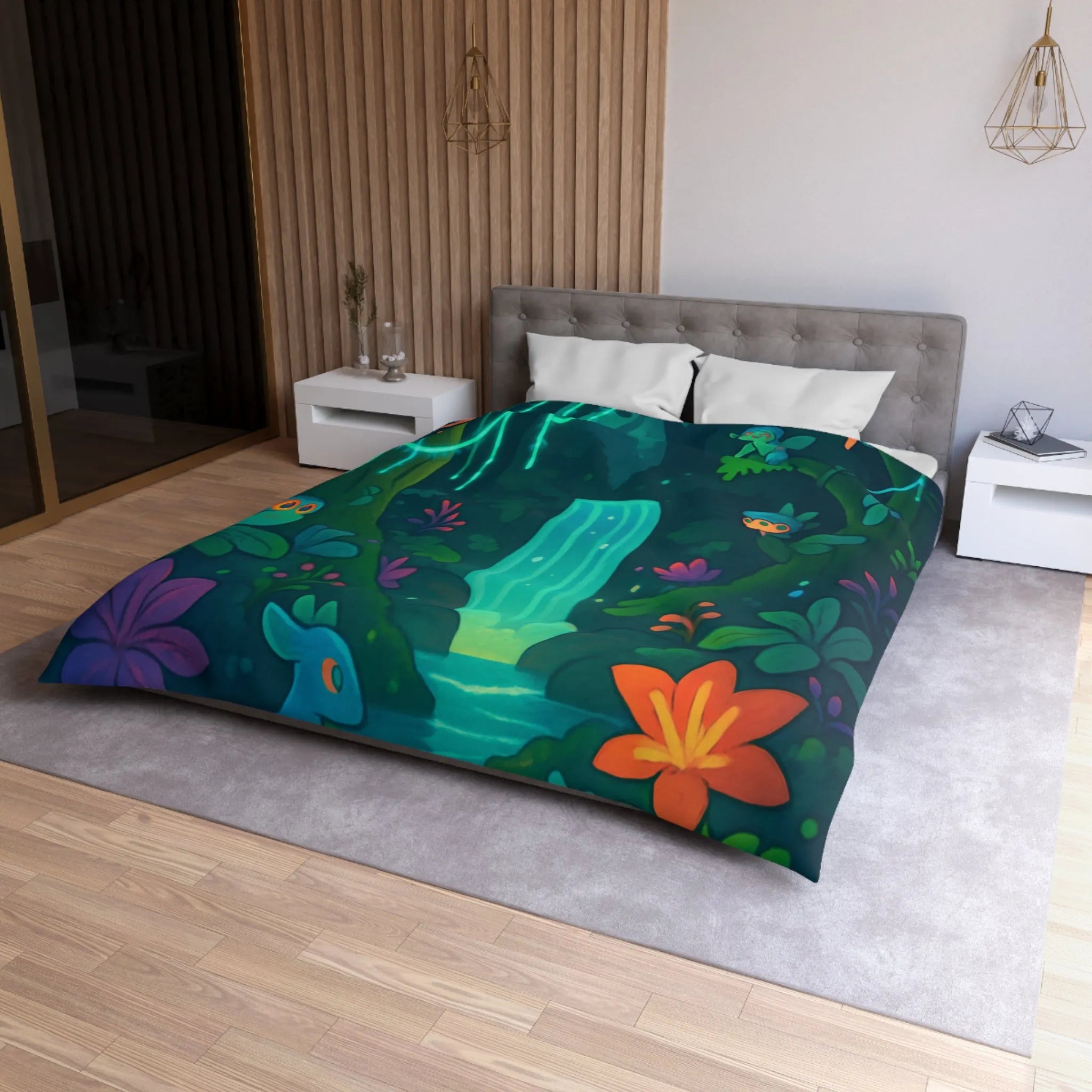 Housse de Couette Microfibre Art Graphique Contemporain Style Décoratif Chambre Tendance