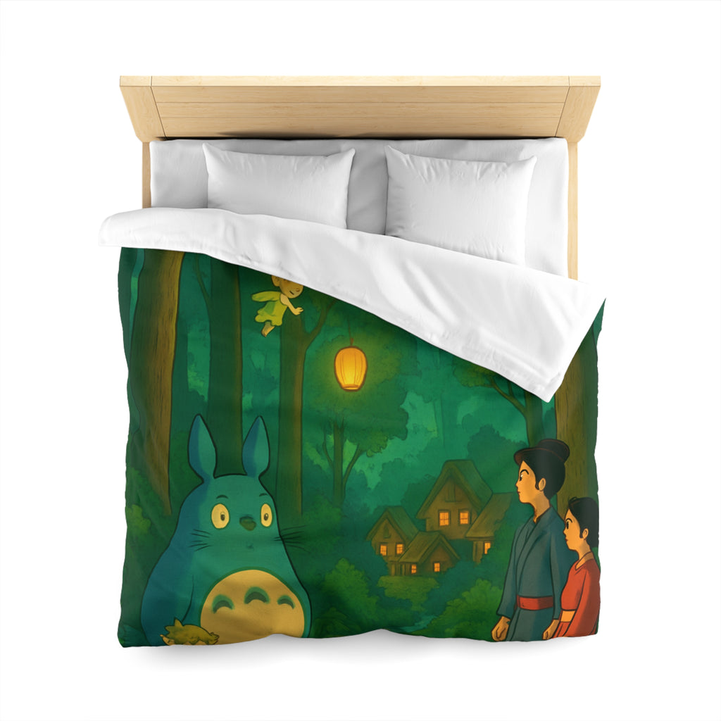 Housse de Couette Nature Enchantée avec Créatures Magiques et Paysage de Forêt Mystique