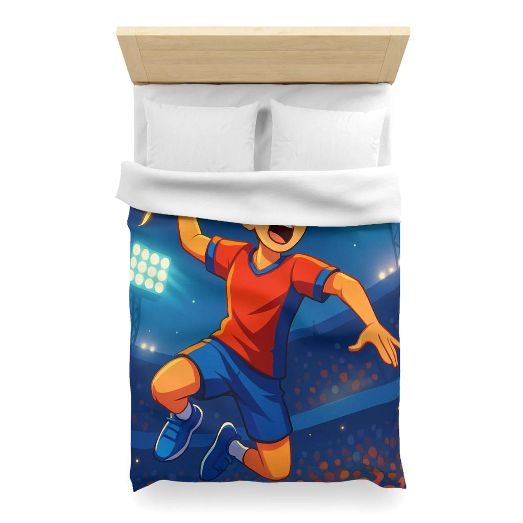 Housse de couette enfant illustrée de joueur de handball dynamique et énergétique