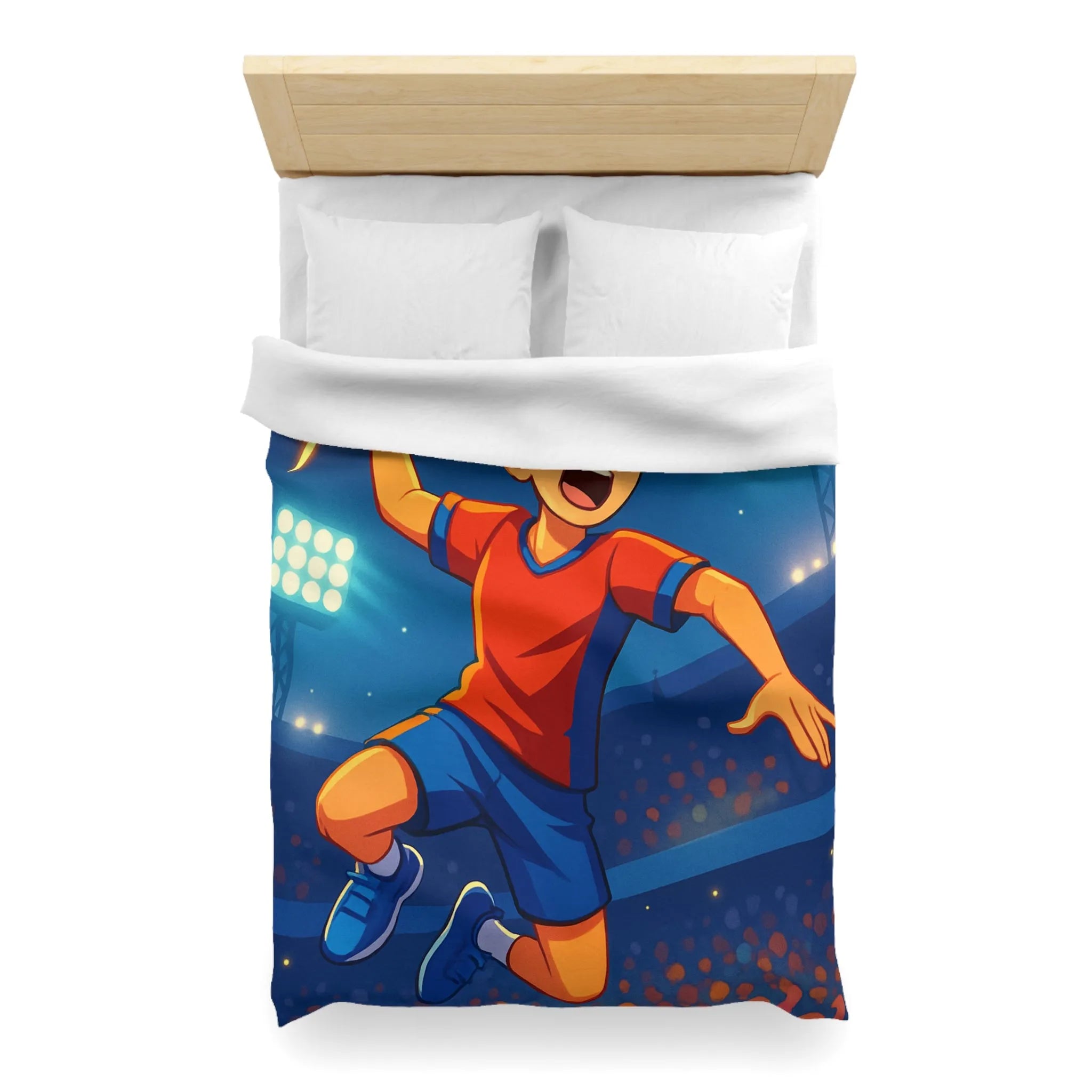 Housse de couette enfant illustrée de joueur de handball dynamique et énergétique