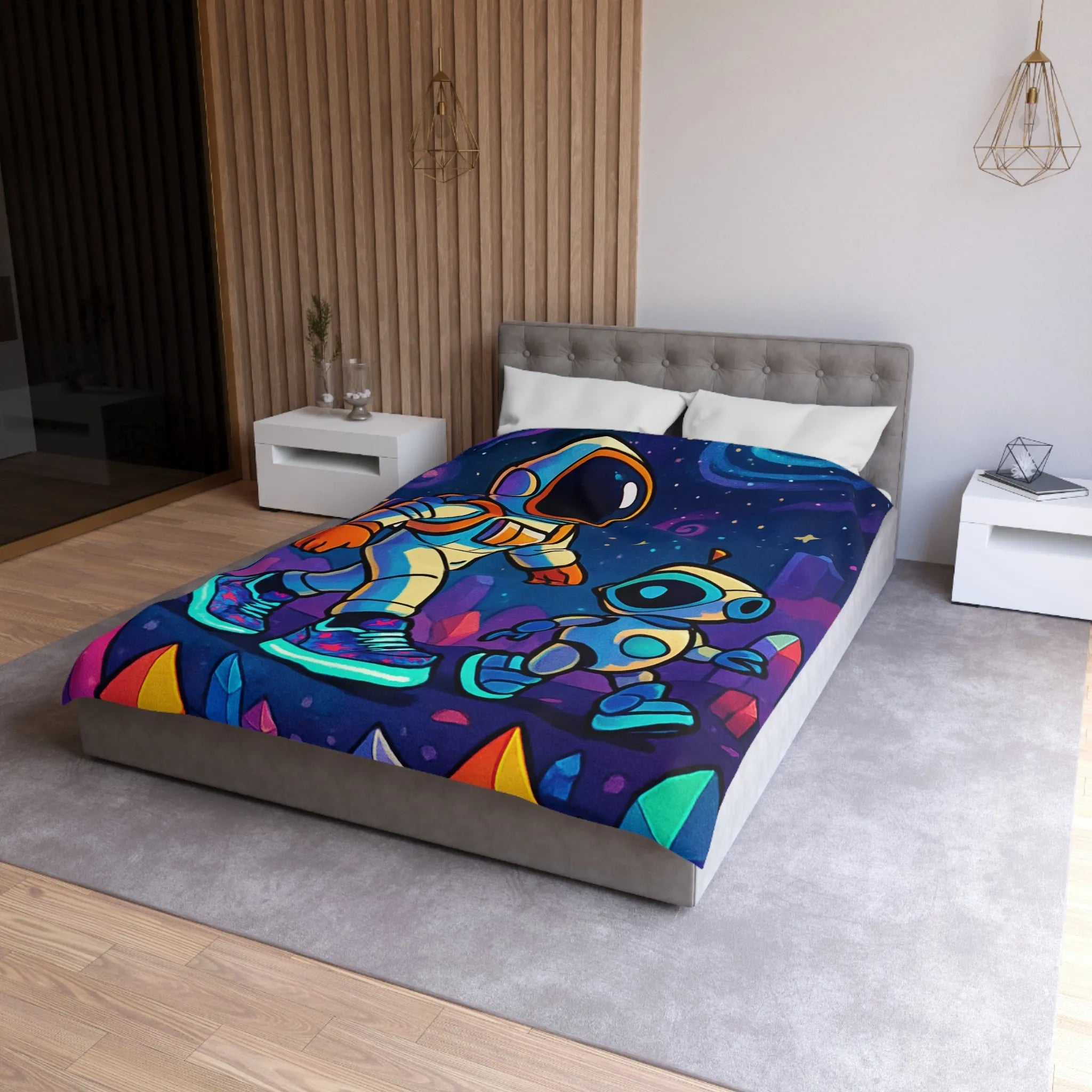 Housse de Couette Microfibre Art Graphique Contemporain Style Décoratif Chambre Tendance