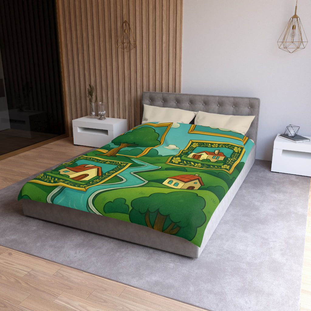 Housse de Couette Microfibre Design Artistique Moderne Décoration Chambre Confort Premium