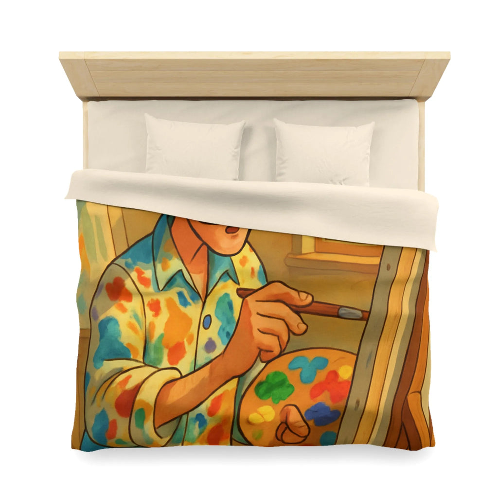 Housse De Couette Artiste Peintre Avec Palette Couleurs Pour Passionnés De Peinture Moderne