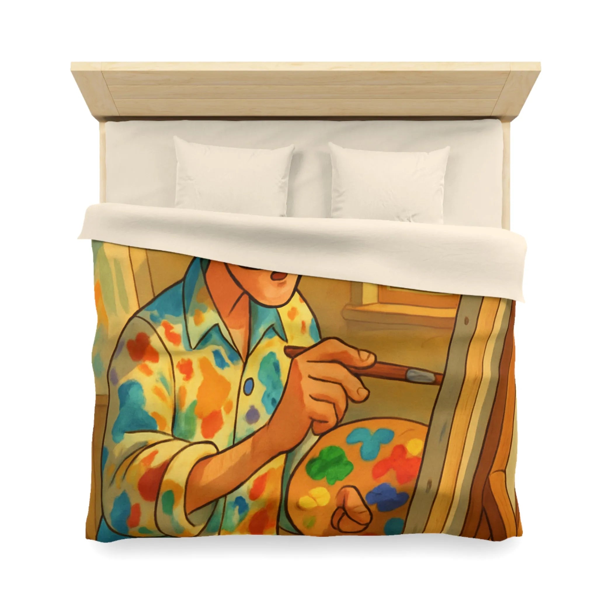 Housse De Couette Artiste Peintre Avec Palette Couleurs Pour Passionnés De Peinture Moderne