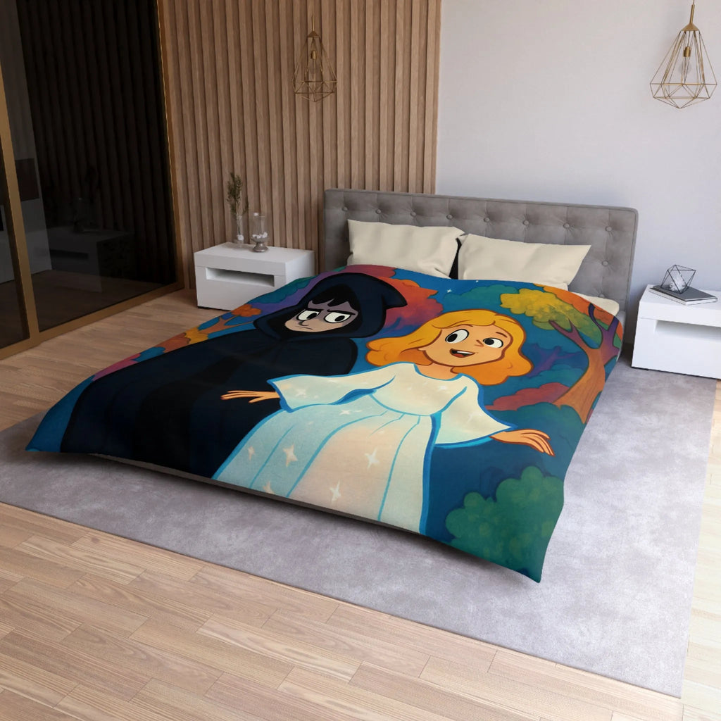 Housse de Couette Enchantée Forêt et Étoiles Enfantines avec Personnages Mystérieux