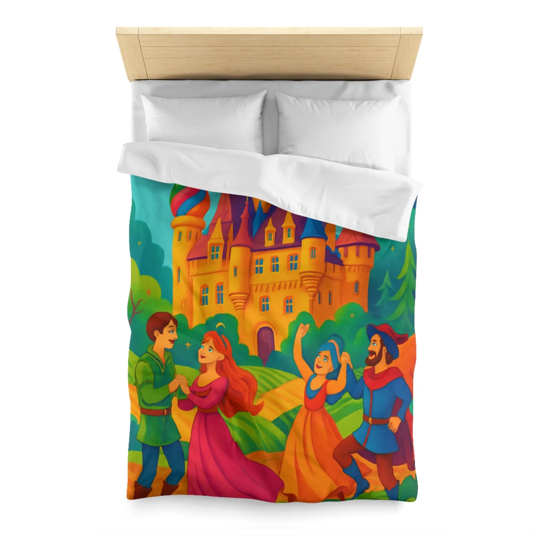 Château Enchanté Coloré et Danse Joyeuse en Paysage Féérique Idéal pour Chambres d'Enfants