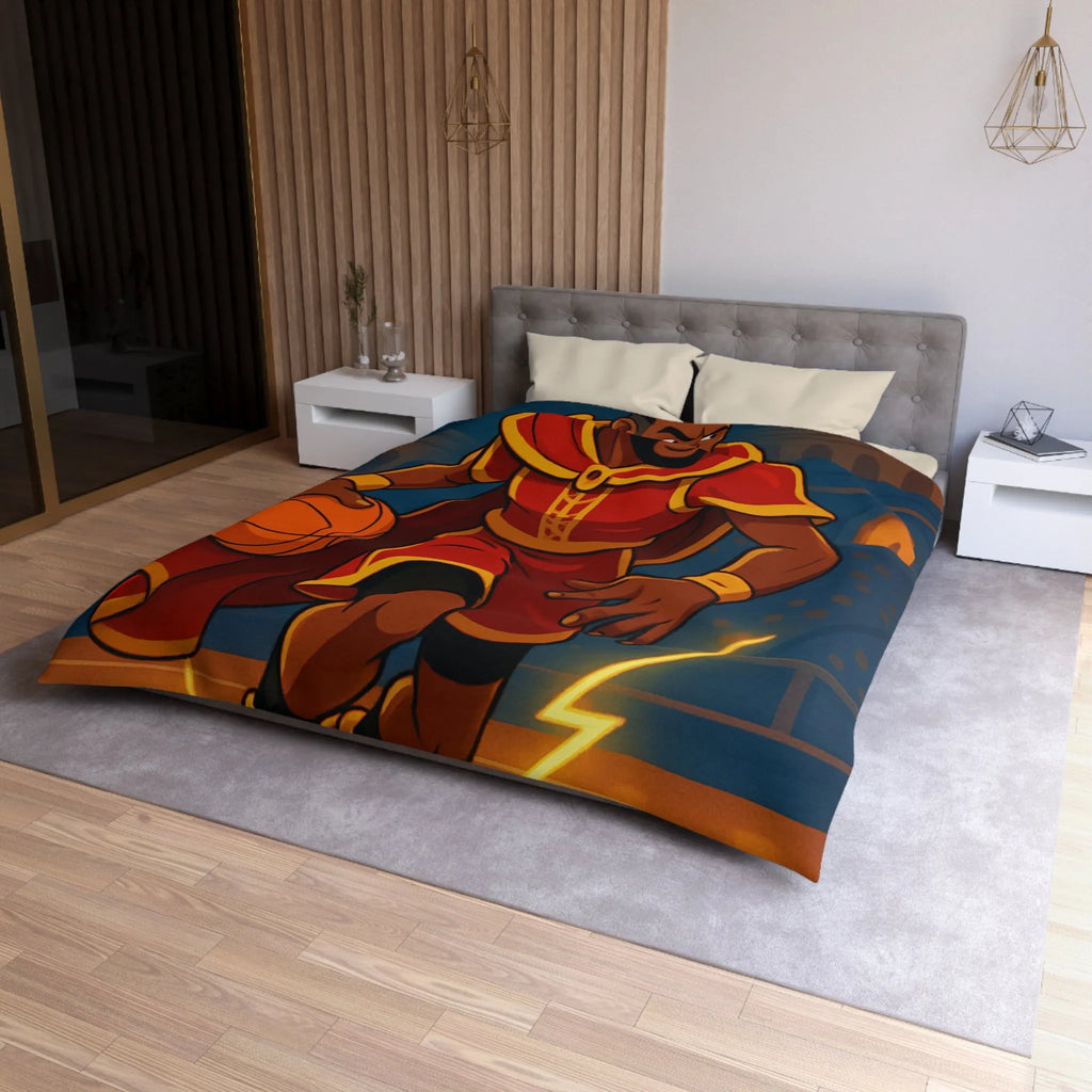 Athlète en Action avec Ballon de Basket dans Arène Lumineuse - Motif Royauté