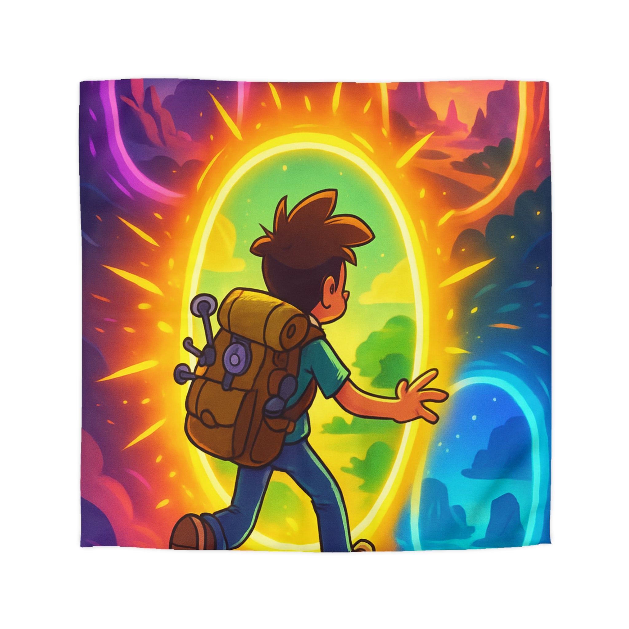 Spacieux Monde Dessiné : Couette Aventure Porte Portail Multivers Enfant Univers Coloré