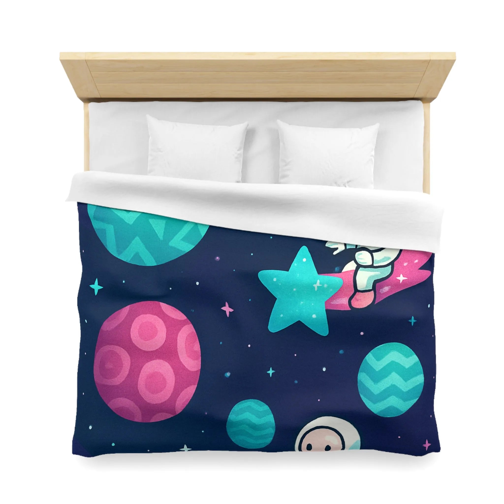 Explorez l'univers magique avec des astronautes joyeux sur fond stellaire pour enfants