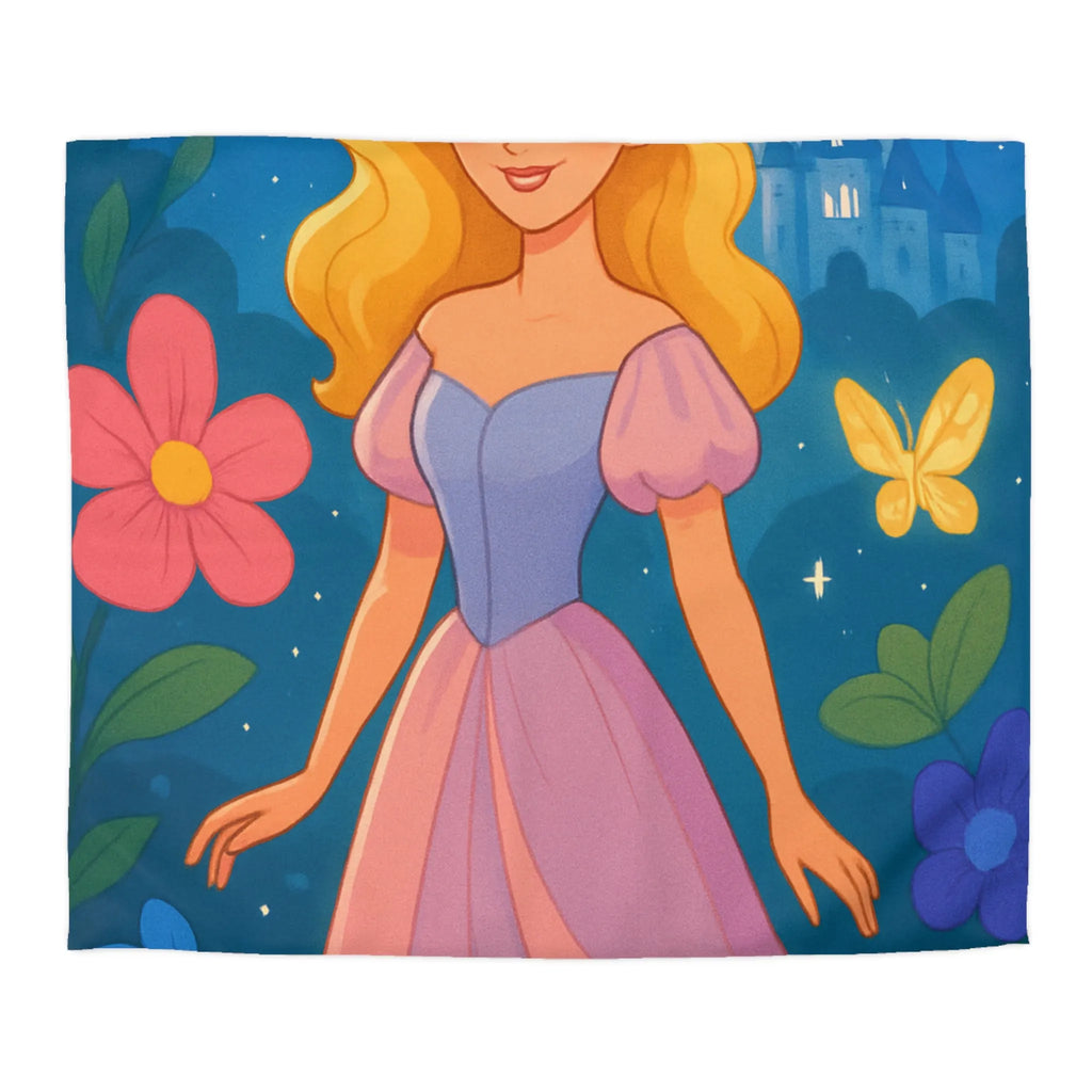 Housse de couette enchantée princesse et château fleurs papillons magique pour chambre enfant