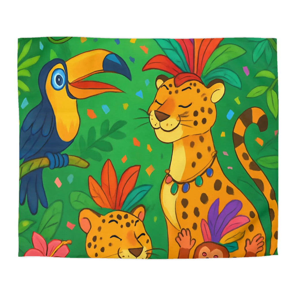 Housse de couette colorée avec animaux exotiques, motif jungle joyeux pour chambre enfant