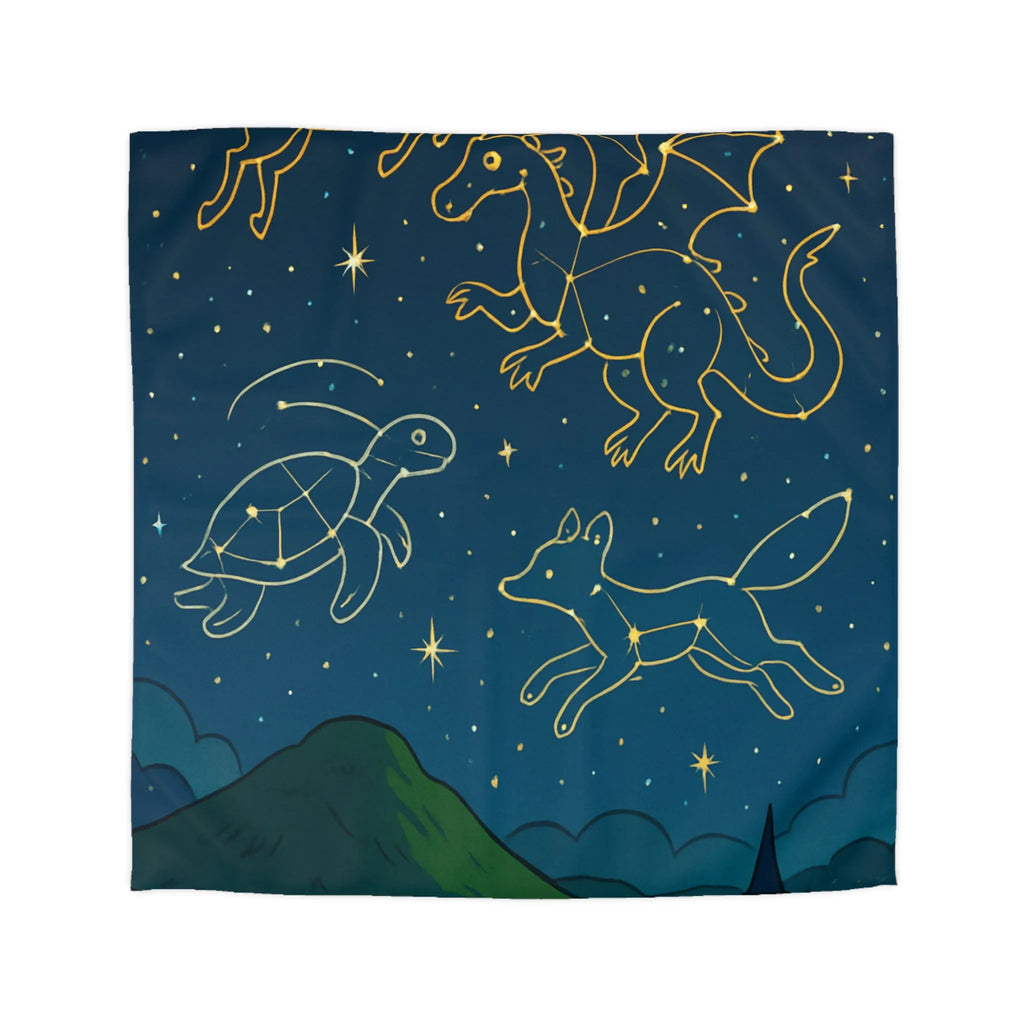 Housse De Couette Avec Constellations Animales Magiques Dans Un Ciel Nocturne Étoilé Enchanteur