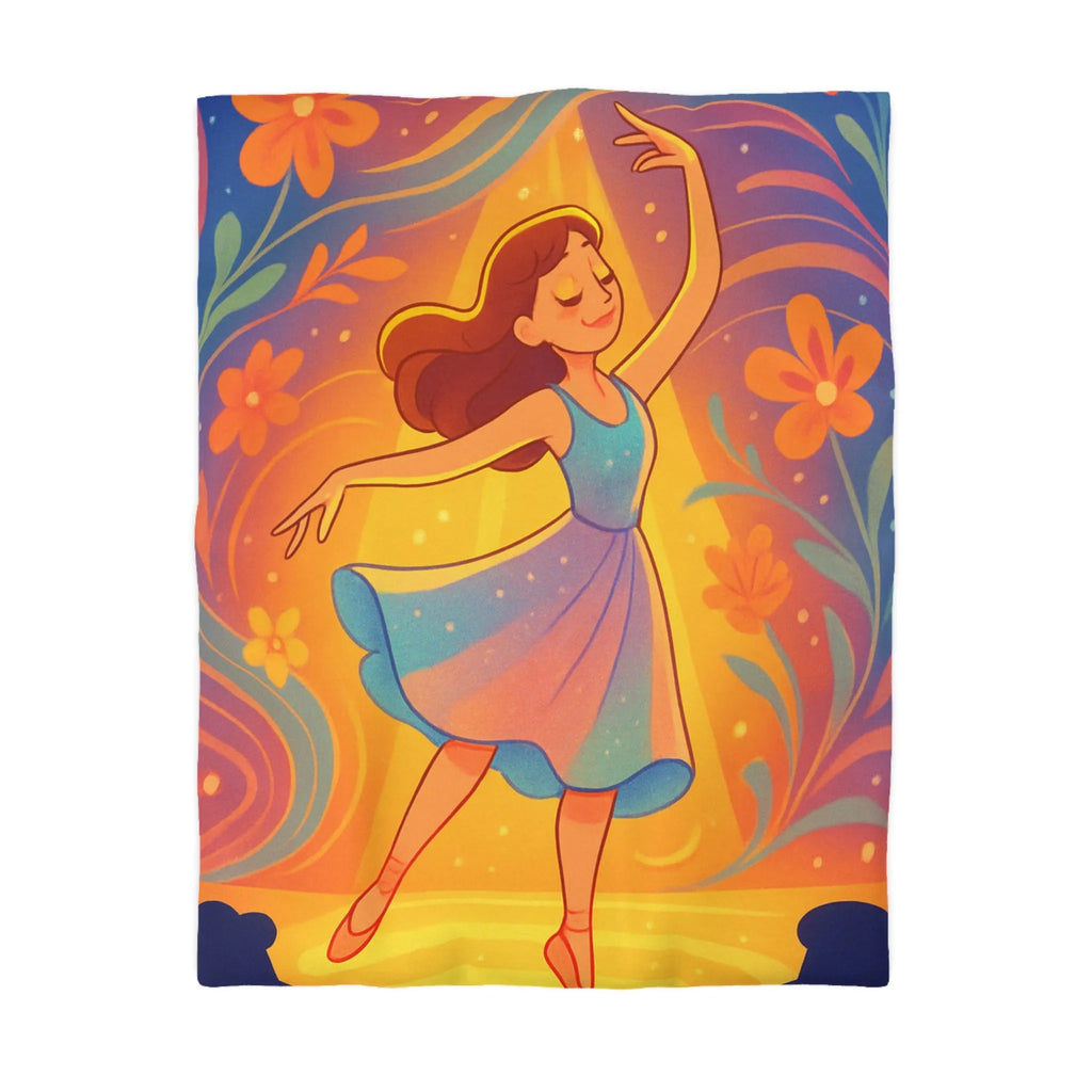 Housse de couette danseuse élégante aux couleurs vives et fleurs lumineuses captivantes