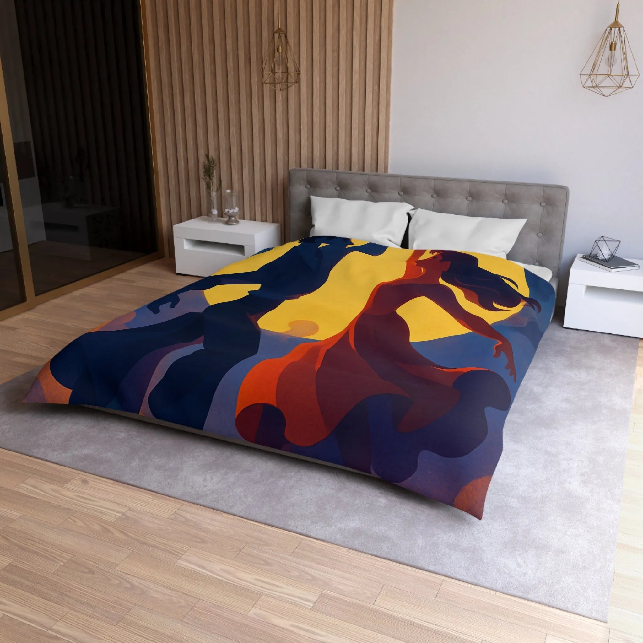 Envoûtante danse romantique sous une pleine lune lumineuse pour votre chambre élégante