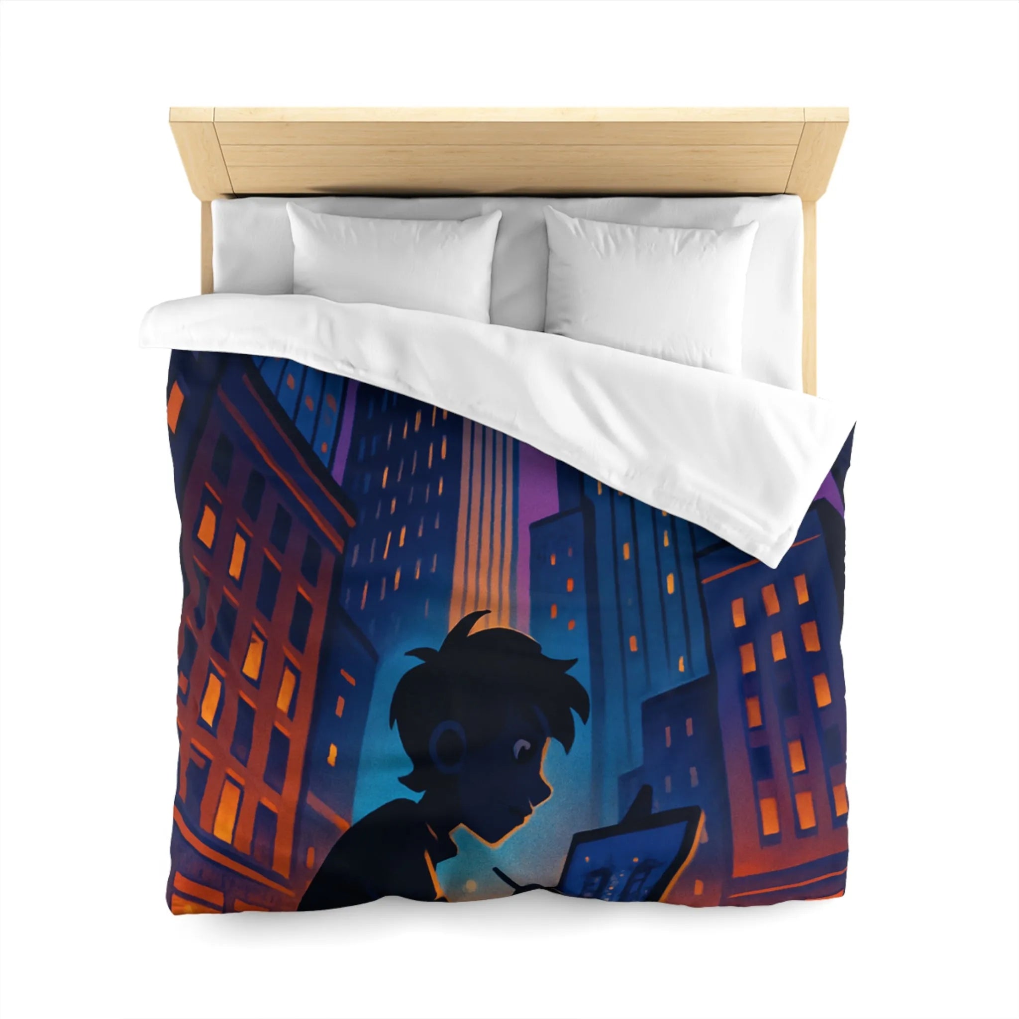 Housse de Couette Design Urbain Artiste Peintre Nuit Étoilée pour Chambre Moderne