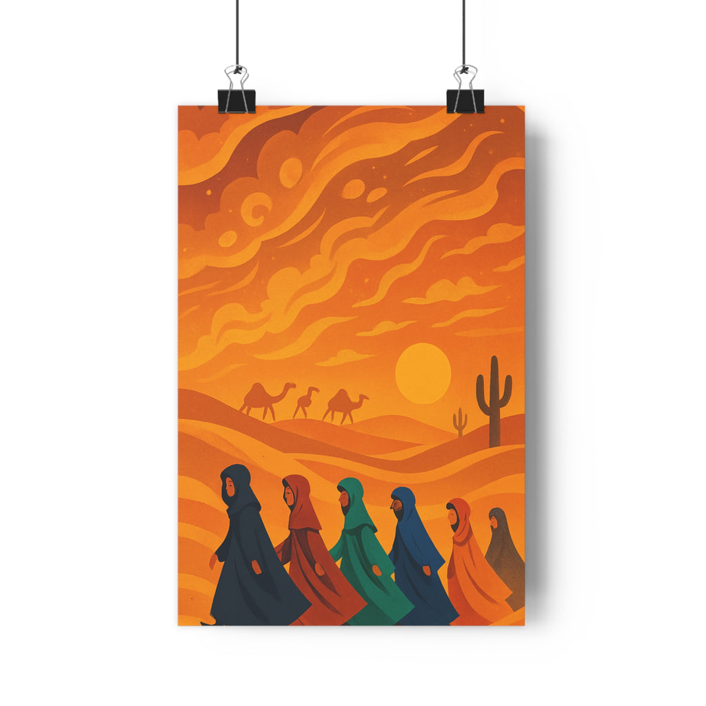 Poster décoratif dessin animé jaune orange désert mystique poétique salon chambre aventure visuel art