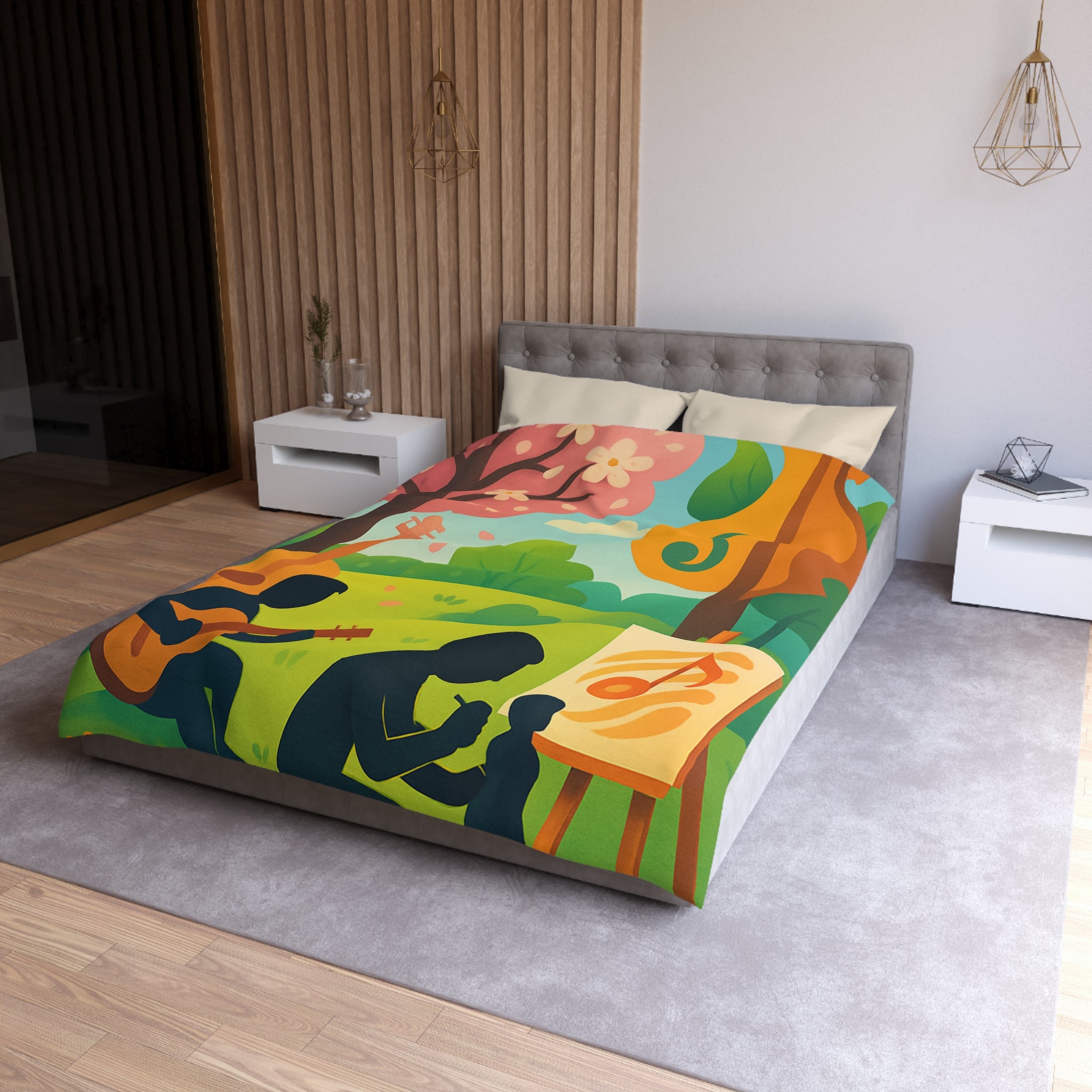Housse de Couette Microfibre Design Artistique Moderne Décoration Chambre Confort Premium