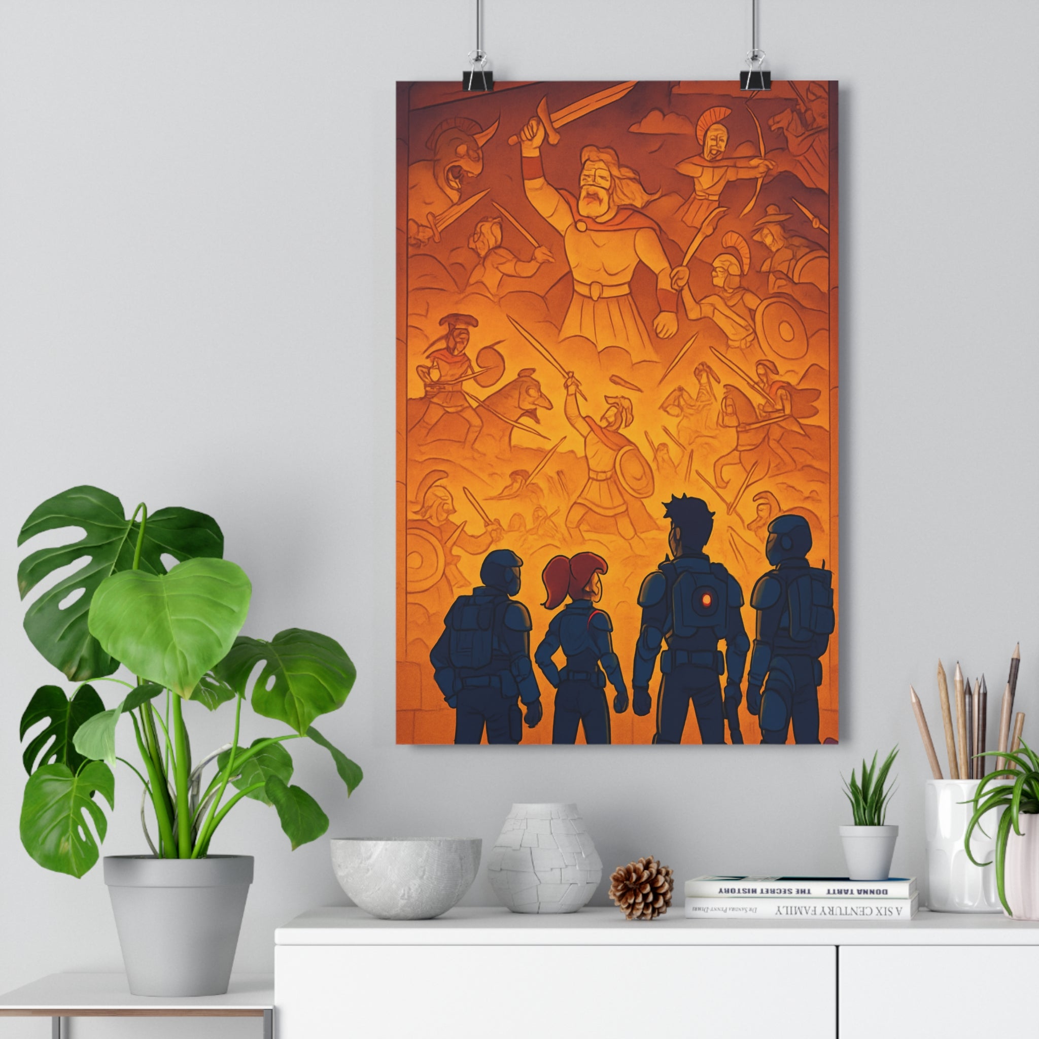 Poster décoratif épique aventurier héroïque or chaud futuriste salon chambre ambiance historique qualité qualité