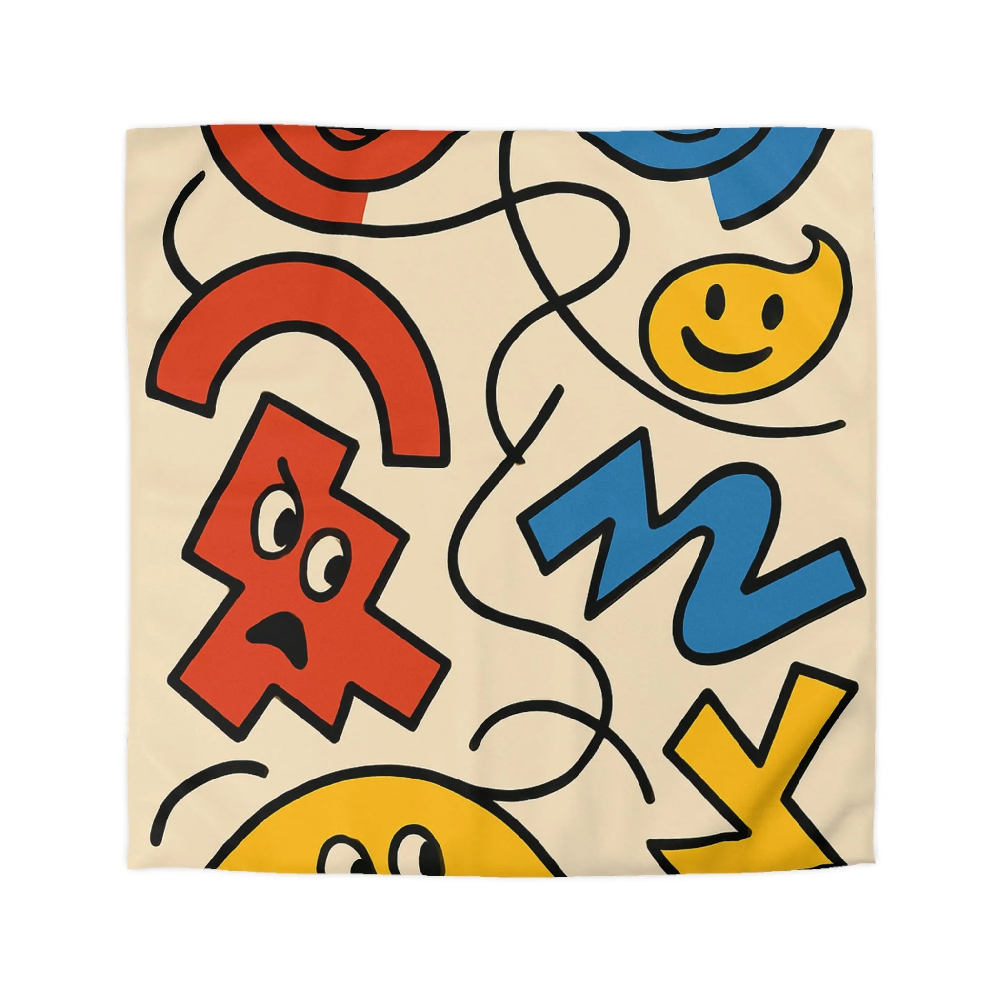 Couleurs vives et formes ludiques dessinant des visages joyeux pour déco maison originale