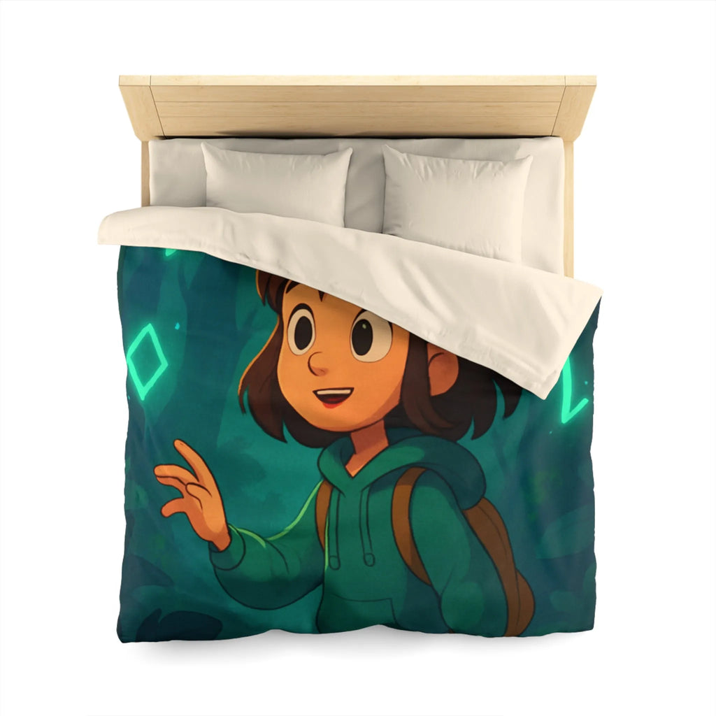 Housse de couette enfant avec motifs magiques et mystiques en forêt enchantée sombre